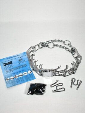 Safiman Prong Dog Training Collar, M/L, 18-23" 3.0mm, Quick Release, Silver, NWT